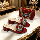 doershow High Quality African Style Ladies Shoes And Bags Set Latest silver Italian Shoes And Bag Set For Party HWS1-15