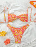 2026 Strappy Thong Bikini Women Printed Floral Swimwear Female Sexy Swimsuit Bathers Bathing Swimming Swim Suit Beachwear