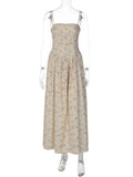 FDYOUI 2026 Summer Floral Print Spaghetti Strap Dress for Woman Elegant Sleeveless High Waist Long Party Evening Dresses Pink