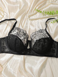 Women's embroidered lace plus size bra with steel ring gathering push up underwear suitable for full figured women MR2679