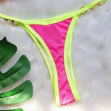 Sexy Halter Pearl Extreme Mini Micro Bikini Female Swimsuit Women Swimwear Two-pieces Bikini set Ribbed Bather Bathing Suit Swim
