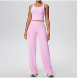 2PCS Yoga Set Women Tracksuit Nude Feeling Workout Sets Gym Clothes Push Up Fitness Running Sportswear Sport Straight tank suit
