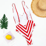 2025 Sexy Backless Striped Women Swimwear One Piece Swimsuit Female monokini High cut Trikini V Neck Bathing Suit Swim Bodysuit