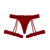 1pcs XL-4XL Plus Size Lace Women Thongs Mid Waist Solid Ladies G-string New Fashion Erotic Underwear Female Suspender Socks