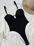 2025 Splicing U Neck High Leg Cut One Piece Swimsuit Women Swimwear Female Monokini Bather Bathing Suit Swim Beachwear Bodysuit