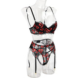 Toucheart Sexy Bra Lingerie 2-piece Set Mesh Transparent Bodysuit Heart Embroidery Lace Hollow Underwear Sexy Bras Body Femme