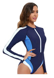 Long Sleeved Sun Protection One-piece Sports Swimsuit for Women High Elasticity Slim Zipper Sports Bikini Monokini Surfing Suit