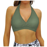 Bikini Bra Top Push Up Swim Crop Top Sexy V Neck Tie Back Swimwear Solid Beachwear One Piece Swimsuit Underwear Bathing Suit