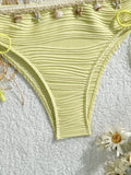 XS - XL Bandeau Wrinkled High Cut Bikini Women Swimwear Female Swimsuit Two-pieces Bikini Set Shell Bather Bathing Suit Swim