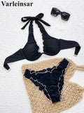 2026 Ruffled Halter Underwired Bikini Female Swimsuit Two-pieces Bikini set Women Swimwear Brazilian Bathing Suit Bather V7606
