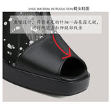 White Polka Dot Mesh Peep Toe Chunky Block Heel Platform Back Zipper Ankle Sandal Boots for Women