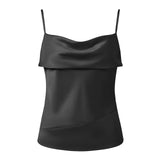 Womens  Tank Tops Solid Color Satin Cowl Neck Spaghetti Strap Going Out Vest Summer Daily Casual Elegant Camis Streetwear
