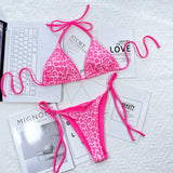 Sexy Leopard Printed Halter Brazilian Bikini Women Swimwear Female Swimsuit Two-Piece Bikini Set Bather Bathing Suit Swim V3681