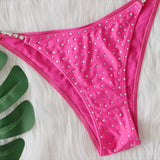 Bikini 2026 Sexy Swimwear Swimsuit Women Rose Red Rhinestone Chain Halter Triangle Bikinis Set Bathing Suit Beach Bikini Luxe