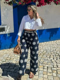 Foridol Floral Embroidery Cropped Pants Women Summer Casual Zip Navy Blue Fashion Female Pants Pantalones 2025 Mujer