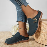Closed Toe Med Heels Slippers Women Fashion Buckle Wedge Heel Sandals Woman 2025 Summer Lightweight Casual Non-Slip Beach Shoes