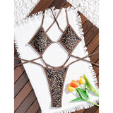 S - XL Leopard Extreme String Mini Micro Thong One Piece Swimsuit Women Swimwear Female Padded Bather Bathing Suit Swim K7067