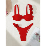 Sexy 3D Flowers Underwired Bikini Women Swimwear Female Swimsuit Two-Pieces Bikini Set Brazilian Bather Bathing Suit Swim V7970