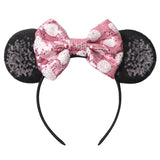 Disney Mickey Mouse Ears Leopard Print Headbands for Girls Baby Women Sequins 5"Bows Hair Accessories Adults Hairbands Kids Gift