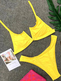 Splicing V Shaped Micro Thong Bikini Women Swimsuit Female Swimwear Two Pieces Bikini Set Push Up Bathing Suit Swim Beachwear