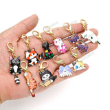 Cat Knitting Stitch Markers Metal Animal Enamel Charms Crochet Locking Knitting Markers Sew Accessories