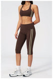 Summer Color Blocked Yoga Sets Women Slim Sports Bra High Waist Pants Fitness Suits Outwear Gym Running Push Up Workout Clothes