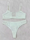 Ladies Smooth Comfortable Thin Underwear Women Sexy Nightwear Inner Solid Color Sleep Underwear Bra Set