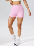 Women Pink Yoga Shorts Sportswear Woman Gym High Waist Sports Shorts Fitness Running Activewear Tummy Control Workout Leggings