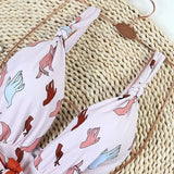 2026 New Sexy One Piece Swimsuit Swimwear Women Deep V-neck Backless Hands Print Large Bowknot High Waist Beachwear Bathing Suit
