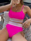 2026 Contrast Trim High Waist Bikini Sexy Swimsuit Women Solid Strape Swimwear Female Padded Bathing Suit Swimming Beachwear