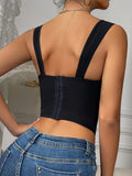 New Hot Girl Black Lace Trim Inner Wear Camisole Charming Outer Wear Shaping Gathered Underwire Fishbone Bra Casaul Elegant TFO9