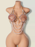 Shell Handmade Beaded Chain Body Chain Beach Strap Sexy Halter Top Beach Vaction Pool Party Style Casaul Bikini Charming 1RFB