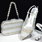 Doershow African fashion Italian Shoes And Bag Sets For Evening Party With Stones SILVER Italian Handbags Match Bags! Hb1-2