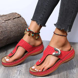 2026 Summer Women Wedge Sandals Premium Orthopedic Open Toe Sandals Vintage Anti-slip Leather Casual Female Platform Retro Shoes