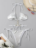 Extreme Mini Micro String Diamond Bikini Women Thong Swimwear Female Swimsuit Two Pieces Bikini Set Halter Bathing Suit Swim