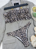 2026 New Sexy Bikini Bandeau Women Swimwear Swimsuit Pleated Ruffle Leopard Bikinis Set Bathing Suit Beach Bikini Female Push Up