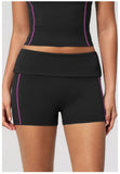 Quick Dry Contrast Color Yoga Shorts 2026 Tights Hip Lifting Workout Fitness Leggings High Waist Folded Running Athletic Shorts