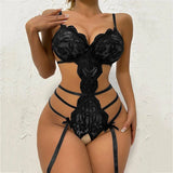 Best Seller New Model Adult Semi Transparent Lace No Crotch Underwear Suspender Women's Sexy Bra Lingerie Straps Party Jumpsuit