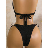 New Hollow Out Tankini Halter Bikini Female Swimsuit Women Swimwear Two-pieces Bikini set Strappy Bather Bathing Suit Swim V8076