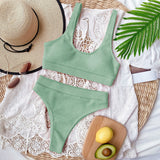 5 Colors Sexy Bikini Women Solid Knitted High Waist Swimwear Swimsuit Female Bikinis Set Bathing Suit Sport Bikini Taille Haute