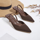 Plus Size 35-43 Women French Sandals Slippers New Fashion Breathable Non-slip Ladies Knit Soft Sole Single Shoes Green New 2026
