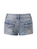 Women's Mini Jean Shorts with Pockets Low Rise Stretchy Denim Shorts Summer Sexy Casual Stylish Slim Fit Hot Short Pants