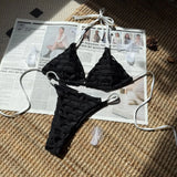Hollow Out Halter Bikini Female Swimsuit Women Swimwear Two-pieces Bikini set High Leg Cut Bather Bathing Suit Swim Beachwear