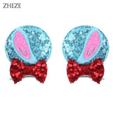 Christmas 2.8"Mouse Ears Hair Clips For Children Sequins Bow Hairpins Girls Festival Party DIY Hair Accessories
