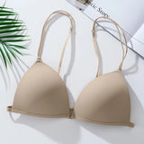 Elegant French Triangle Bra Small Chest Beautiful Back Seamless Thin Adjustable Straps UK Fit Summer Comfort Bralette S-XL
