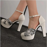 Summer New Style Fashion High-heeled Exposed Toes Women's Sandals Party Color Blocking Buckle Strap Square Heel Women's Sandals