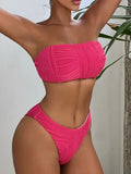 2025 Sexy Bandeau Strapless Wrinkled Bikini Women Swimwear Female Swimsuit Two-pieces Bikini set Bather Bathing Suit Swim Lady