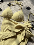 With Skirt Wrinkled Bra Cup Bikini Female Swimsuit Women Swimwear Three-pieces Bikini Set Push Up Bathing Suit Swim Beachwear