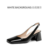 NASBAVI Women's Block Heels Pumps Shoes Elegant Summer Sandals Green Pink Close Toe Slingback Office Wedding Dress Shoes Female