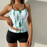 2026 Summer Women's Tank Bikini Set High Wasit Shorts Tankinis Beachwear Sexy Backless Monokini Print Bathing Suit Femme Biquini